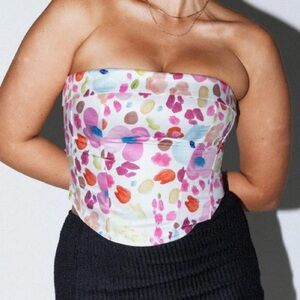 Princess Polly Betula Bustier Floral Corset Top White Multi-Color Size 10